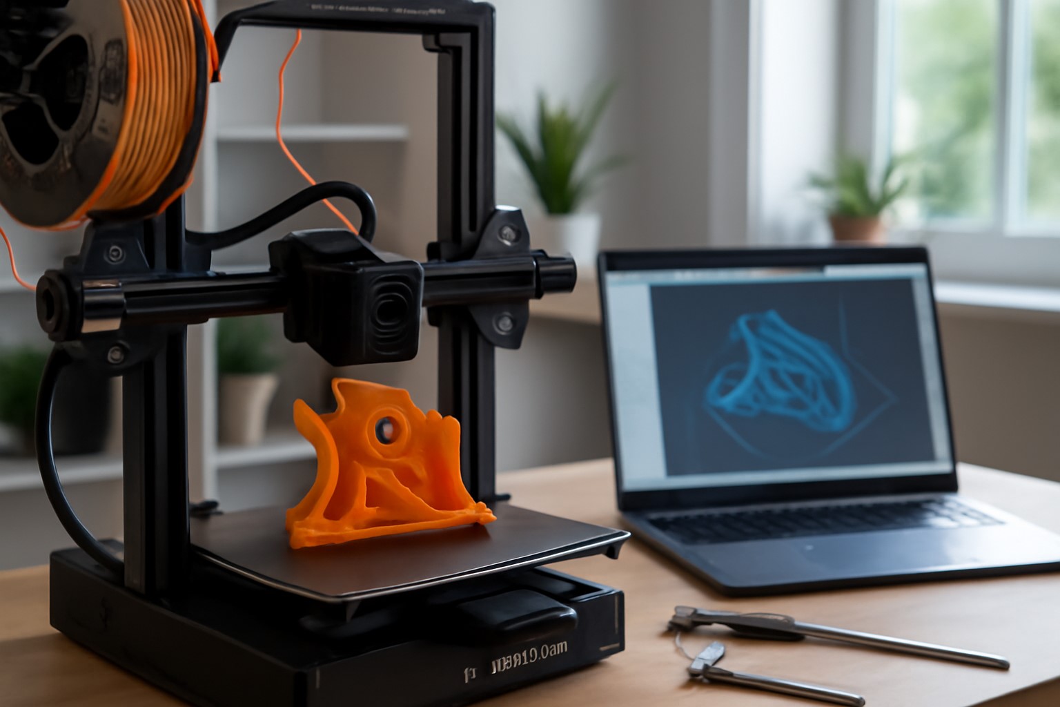 Modern bir FDM 3D yazıcı bir prototip basıyor